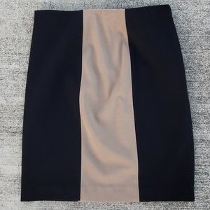 Ann Taylor black & tan colorblock pencil skirt